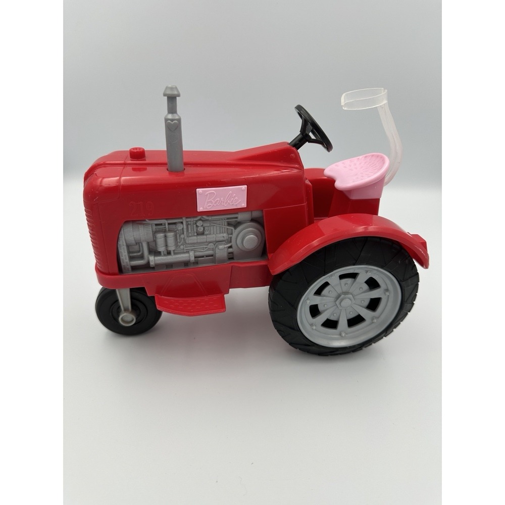 Mattel, Barbie Red/Pink Farming Tractor  9" 2017